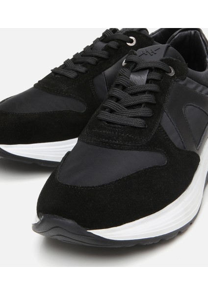 02AYH305350A100 ERKEK Süet Deri Siyah Hafif Tabanlı Spor Ayakkabı