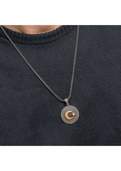 Gümüş Ay Yıldızlı Erkek Kolye (BC-D3D293) fiyatları