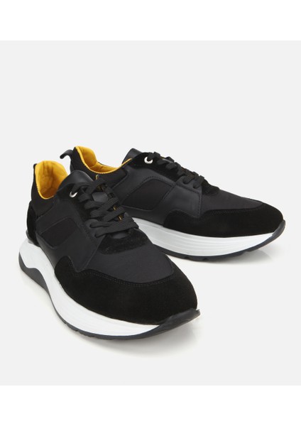 02AYH305340A100 ERKEK Süet Deri Siyah Hafif Tabanlı Spor Ayakkabı
