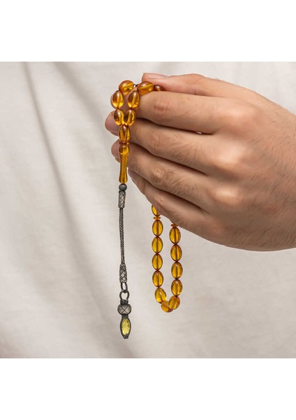 Gümüş 1000 Ayar Kazaz Püsküllü Sıkma Kehribar Tesbih (BC-90DA4F) fırsatları