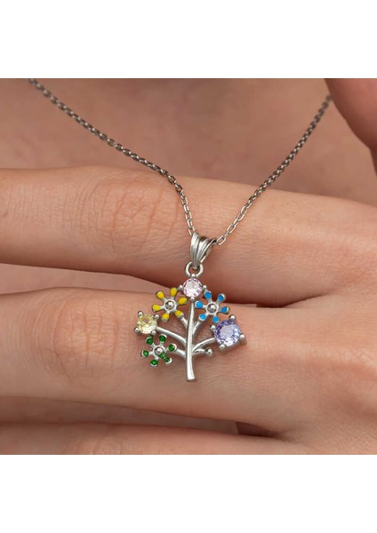 Gümüş Renkli Hayat Ağacı Kadın Kolye (BC-90C173) fiyatları