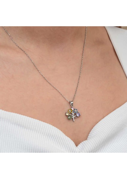 Gümüş Renkli Hayat Ağacı Kadın Kolye (BC-90C173) modelleri