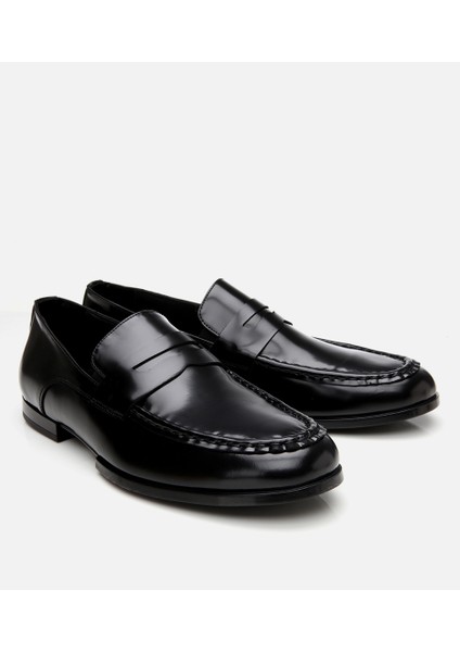 02AYH305610A100 ERKEK Deri Siyah Klasik Loafer
