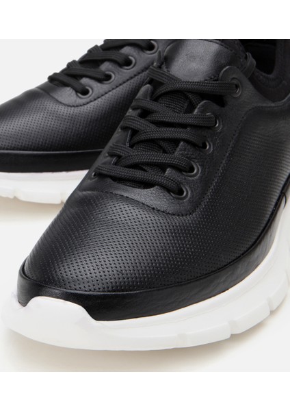 02AYH305660A100 Deri Siyah Erkek Spor Ayakkabı