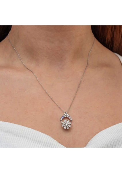 Gümüş Beyaz Dönen Çiçek Kadın Kolye (BC-606656) modelleri