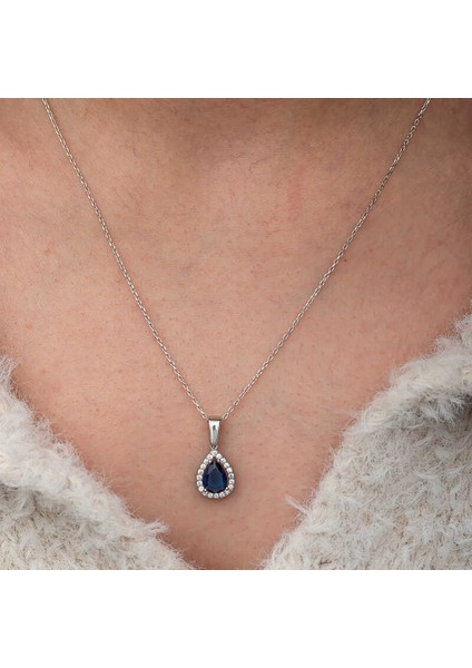 Gümüş Mavi Taşlı Damla Kadın Kolye (BC-6A0A4B) modelleri