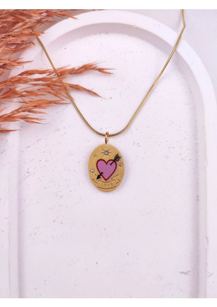 Kadın Çelik Gold Kalp Motifli Vintage Kolye fiyatları