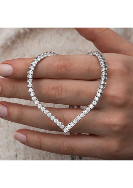 Gümüş V Model Su Yolu Kadın Kolye (BC-34538D)