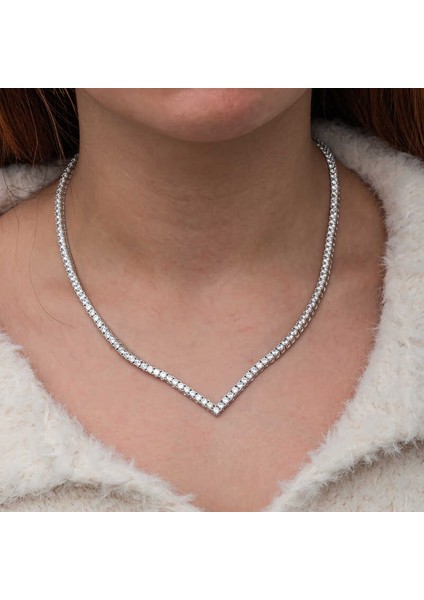 Gümüş V Model Su Yolu Kadın Kolye (BC-34538D) modelleri