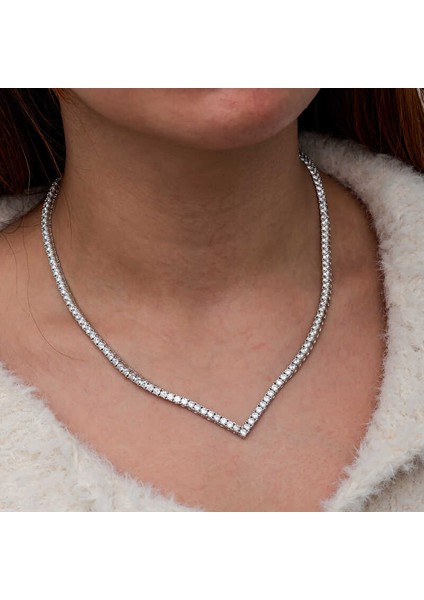 Gümüş V Model Su Yolu Kadın Kolye (BC-34538D) indirimleri