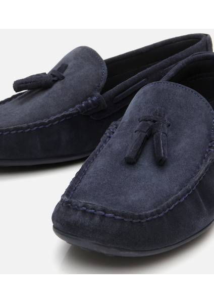02AYH305540A680 ERKEK Süet Deri Lacivert Püskül Detaylı Günlük Loafer