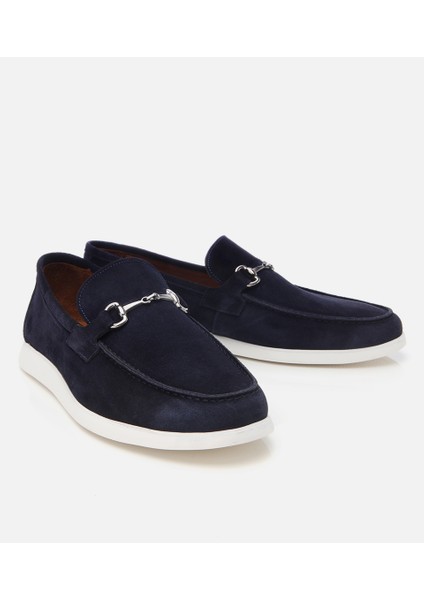 02AYH305490A680 ERKEK Süet Deri Lacivert Toka Detaylı Günlük Loafer