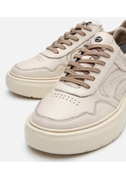 02AYH305900A310 ERKEK Deri Bej Yüksek Tabanlı Spor Ayakkabı