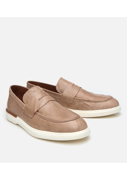 02AYH305440A310 ERKEK Deri Bej Ultra Hafif Tabanlı Klasik Loafer
