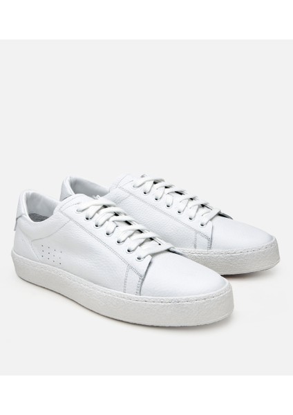 02AYH305680A900 ERKEK Deri Beyaz Şeffaf Tabanlı Spor Ayakkabı
