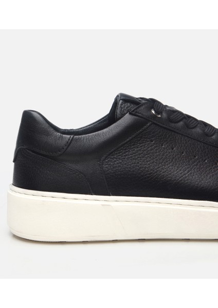 02AYH305780A100 ERKEK Deri Siyah Ultra Hafif Tabanlı Spor Ayakkabı