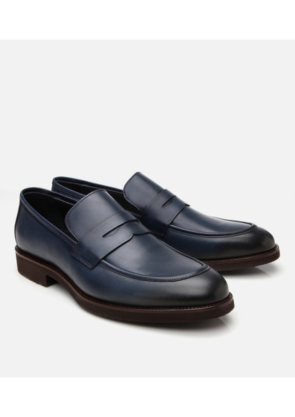 02AYH308730A680 ERKEK Deri Lacivert Hafif Tabanlı Loafer