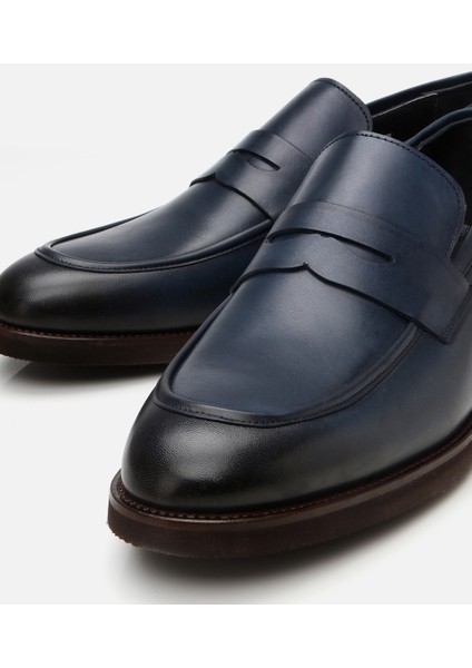 02AYH308730A680 ERKEK Deri Lacivert Hafif Tabanlı Loafer