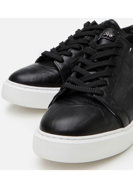 02ayh305860a100 Erkek Deri Siyah Hafif Tabanlı Spor Ayakkabı
