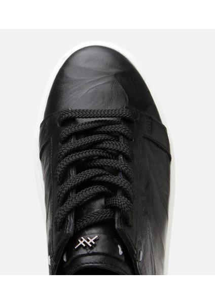 02ayh305860a100 Erkek Deri Siyah Hafif Tabanlı Spor Ayakkabı