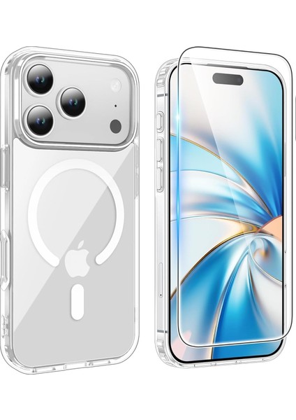 iPhone 17 Pro Magsafe Kılıf / Şeffaf Sararmaz Mika / Cam Ekran Koruyucu Seti