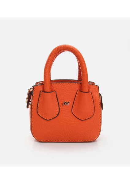 Kadın Deri Turuncu Mini (Çapraz) Çanta