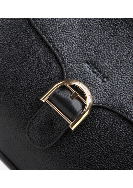 03CAH296570A100 HAKIKI Deri Siyah Kadın Çanta