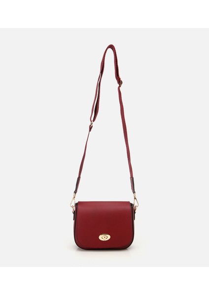 03CAH293380A780 KADIN Deri Bordo Kilit Detaylı Mini Çanta