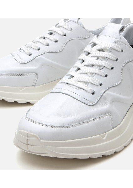 02AYH305990A900 ERKEK Deri Beyaz Kalın Tabanlı Spor Ayakkabı
