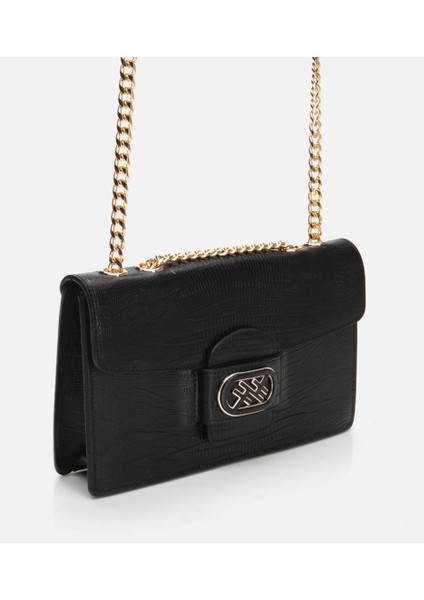 03CAH297080A100 HAKIKI Deri Siyah Kadın Çanta