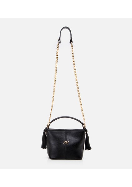 03CAH297040A100 Deri Siyah Kadın Mini (Çapraz) Çanta