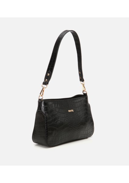 03CAH293410A100 KADIN Deri Siyah Omuz Çantası