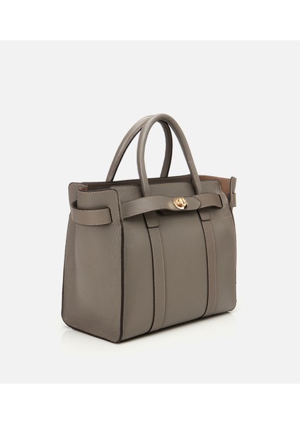 03CAH293400A450 KADIN Deri Vizon Kilit Detaylı Omuz Çantası