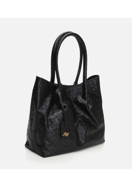 03CAH297030A100 HAKIKI Deri Siyah Kadın Çanta