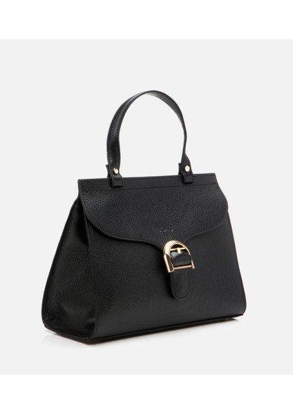 03CAH296570A100 HAKIKI Deri Siyah Kadın Çanta