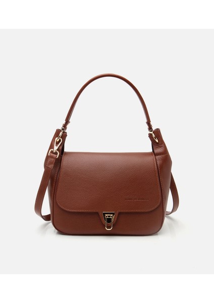 03CAH309410A370 KADIN Deri Taba Kilit Detaylı Omuz Çantası