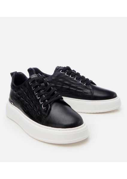 02AYH308750A100 ERKEK Deri Siyah Ultra Hafif Tabanlı Spor Ayakkabı