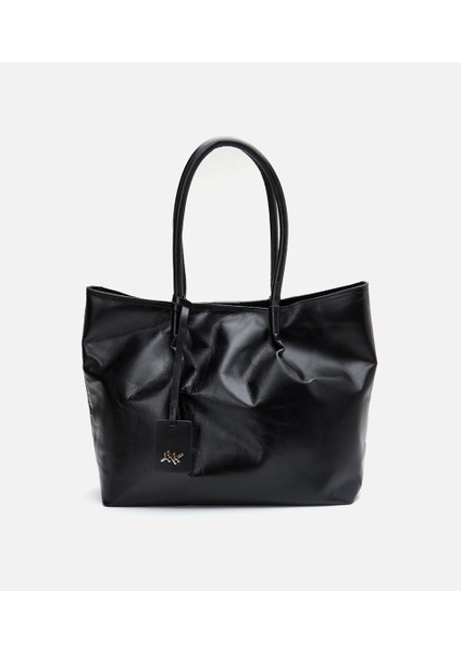 03CAH303450A100 HAKIKI Deri Siyah Kadın Çanta