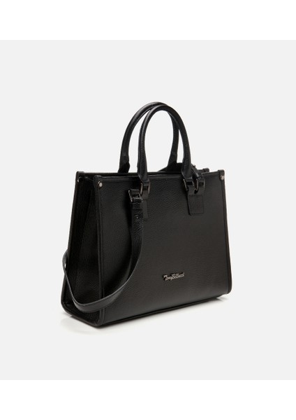 03CAH309460A100 KADIN Deri Siyah Omuz Çantası