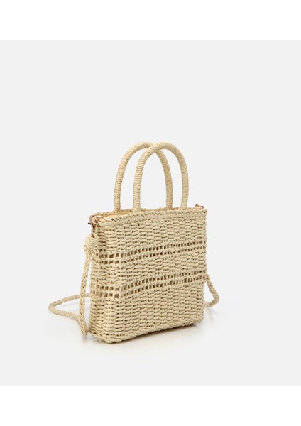 03CAH312310A310 KADIN Hasır Bej Omuz Çantası