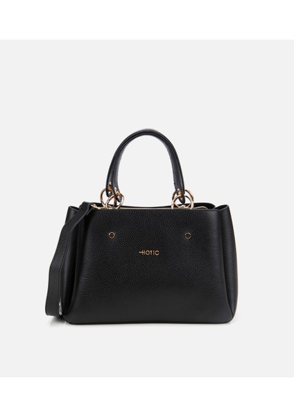 03CAH309180A100 KADIN Deri Siyah Omuz Çantası