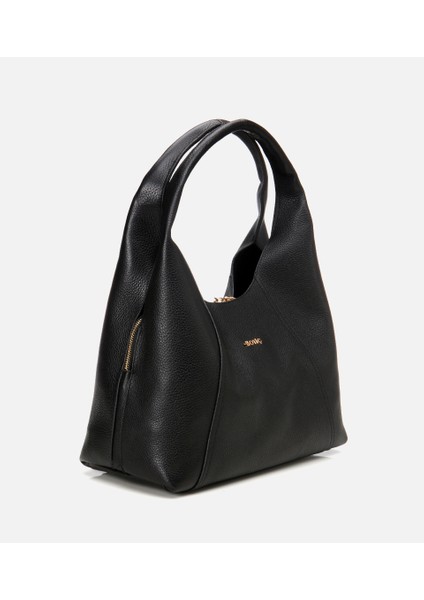 03CAH301080A100 KADIN Deri Siyah Omuz Çantası