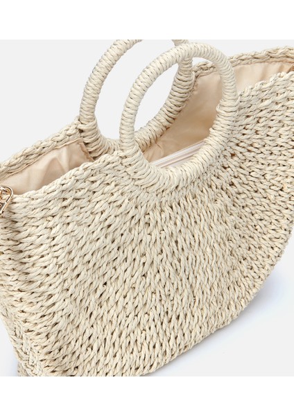 03CAH311630A310 KADIN Ekru Hasır Omuz Çantası