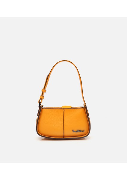 03CAH309450A350 KADIN Deri Sarı Ayarlanabilir Askılı Mini Çanta