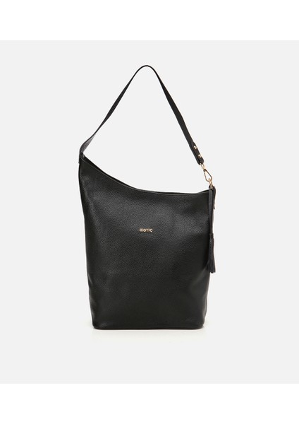 03CAH309160A100 KADIN Deri Siyah Asimetrik Yumuşak Dokulu Omuz Çantası