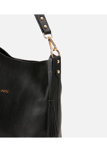 03CAH309160A100 KADIN Deri Siyah Asimetrik Yumuşak Dokulu Omuz Çantası