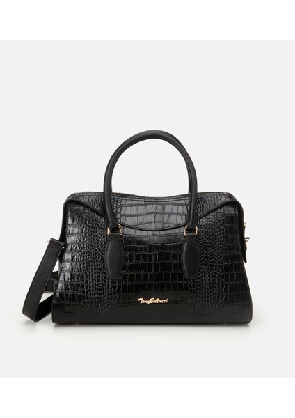 03CAH309280A100 KADIN Deri Siyah Omuz Çantası