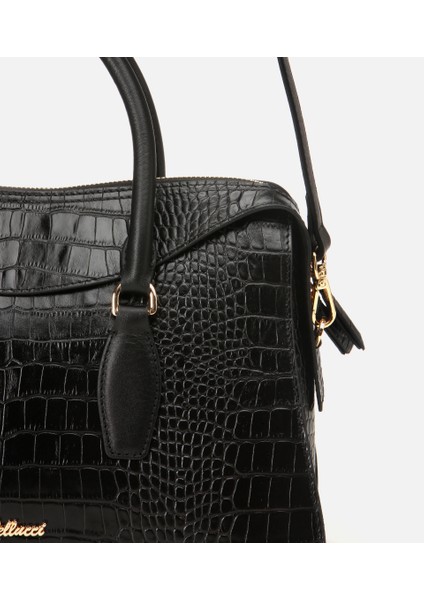 03CAH309280A100 KADIN Deri Siyah Omuz Çantası