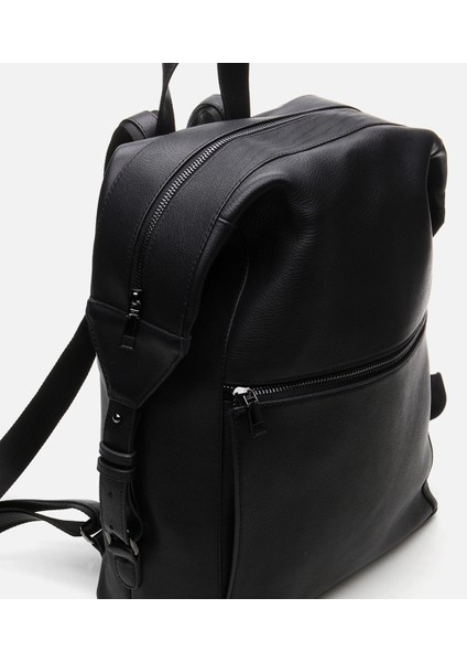 04CAH290780A100 Deri Siyah Erkek Sırt Çantası x Danilo Zann