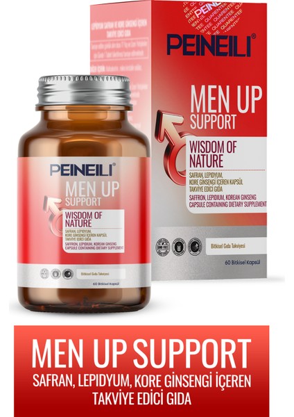 Men Up Support Safran Lepidyum Kore Ginsengi Içeren Takviye Edici Gıda 60 Tablet